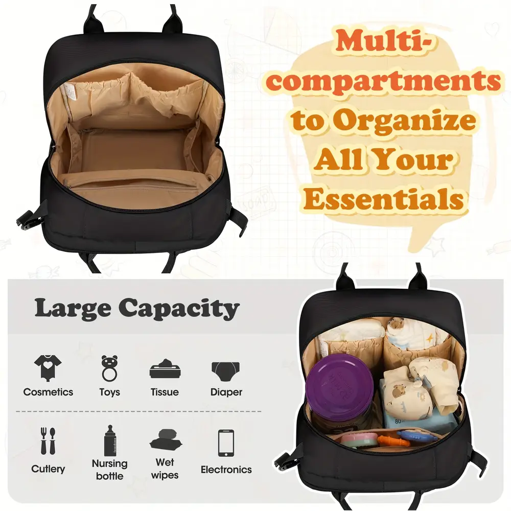 Sac à dos à langer multifonction avec pochette amovible – idéal voyage et sortie – Image 6