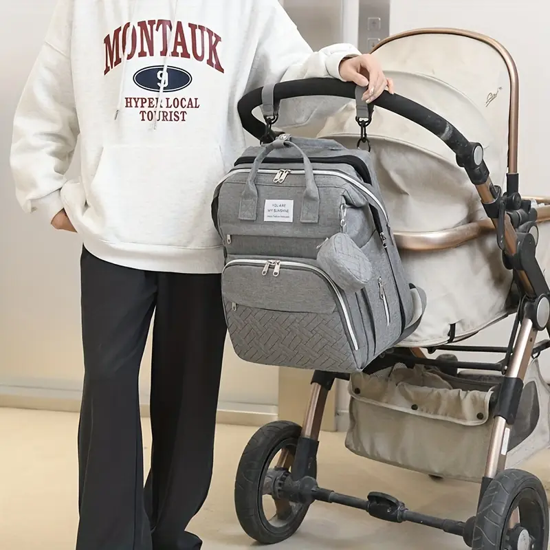 Sac à dos à langer pratique et élégant – compartiments multiples, fermeture zippée – Image 3