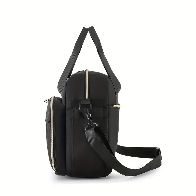 Sac à langer multifonction en tissu Oxford matelassé – rose et gris élégant – Image 8