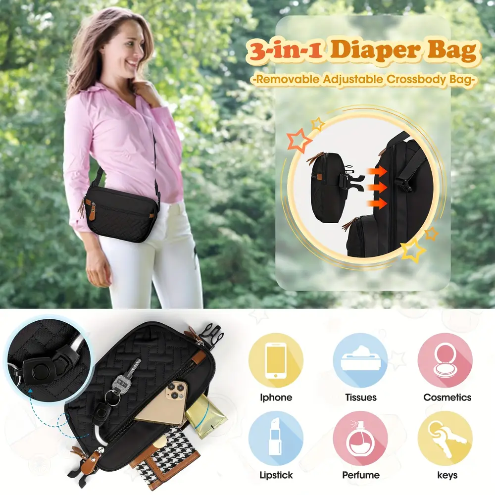 Sac à dos à langer multifonction avec pochette amovible – idéal voyage et sortie – Image 7