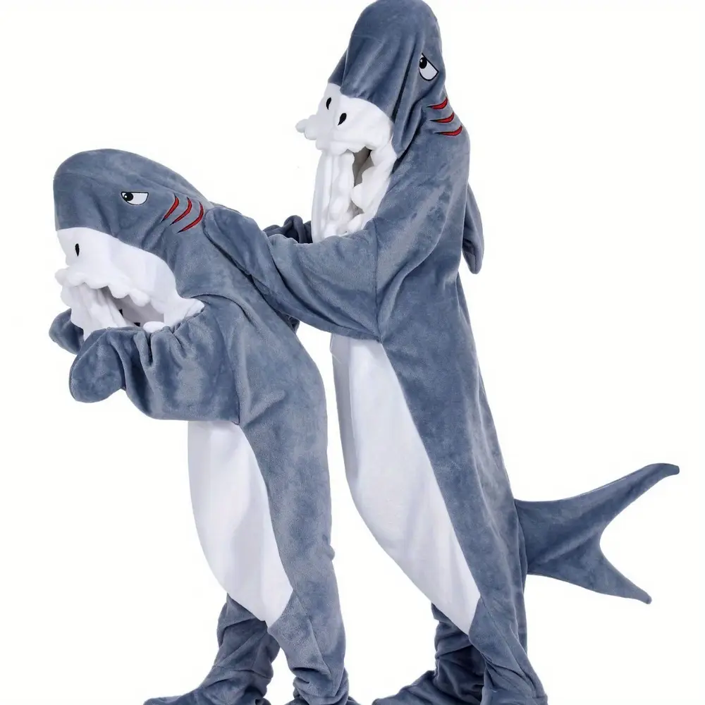 Pyjama combinaison requin en flanelle douce – costume cocooning adulte