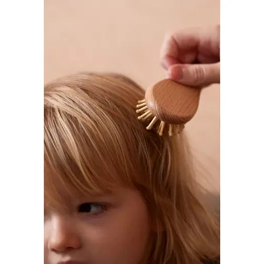 Set brosses et peigne bébé en bois avec pochette coton – Image 4