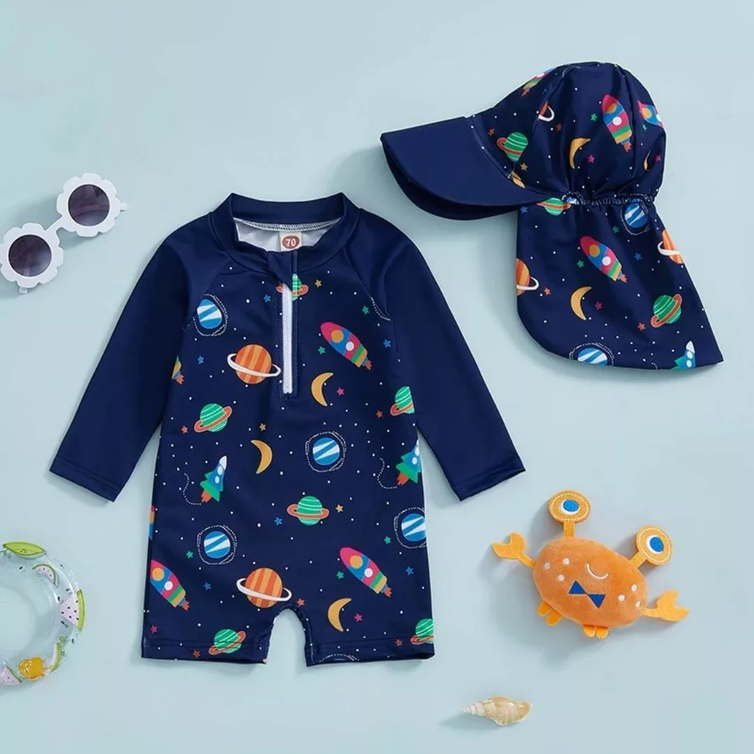 Maillot de bain anti uv bébé garçon – Protection solaire maximale UPF50+ pour peau sensible – Confort & sécurité à la plage